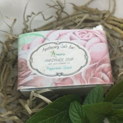 Handmade Peppermint Soap with pretty floral wrapper