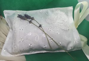 Broderais Anglais Herbal Pillow with ribbon and butterfly detail