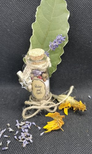 spell jar with bayleaf