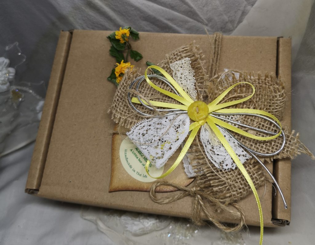 An eco kraft box decorated in yellow