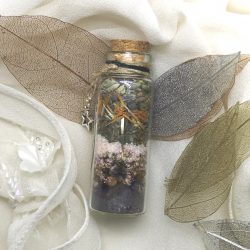 A spell jar with herbs and magic
