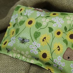 Aromaprose Herbal Pillow green reverse side of green and yellow herbal pillow