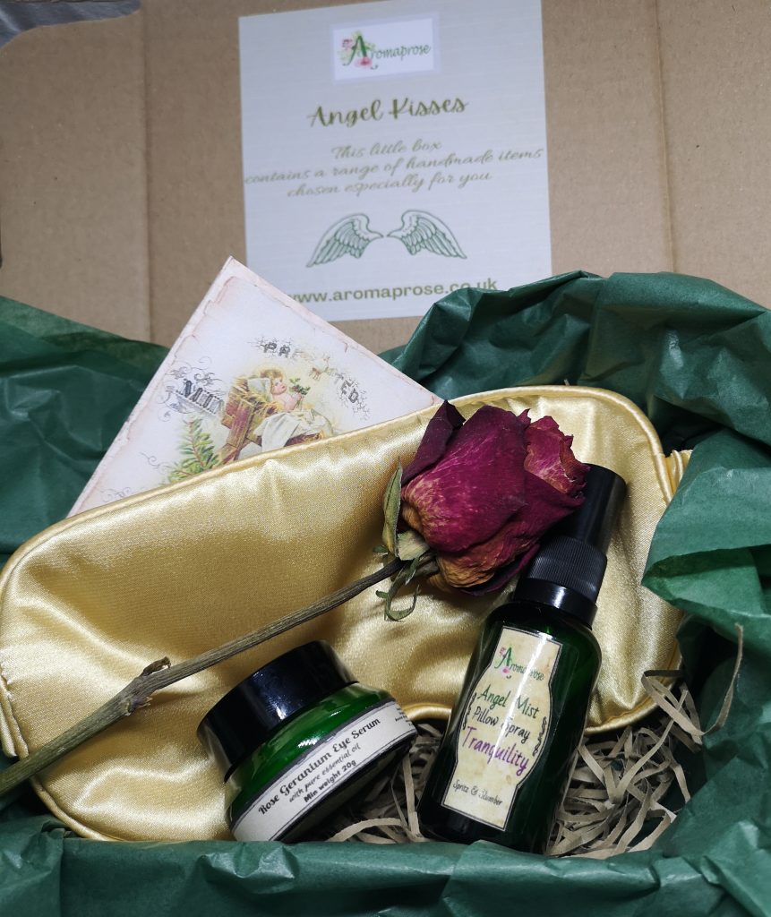 Inner contents of box of eye and sleep products