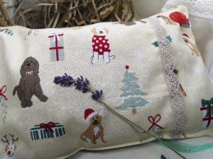 Beige Christmas themed herbal pillow