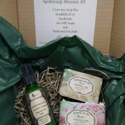 a gift hamper with soaps and handcream