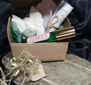 A tiny eco treasure box with Mothers Day gifts 